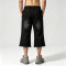 Washed Screen Print Spray Dye Capri Pants | Gothic Dark Flame Graphic Abrade Street Pants | Custom Streetwear