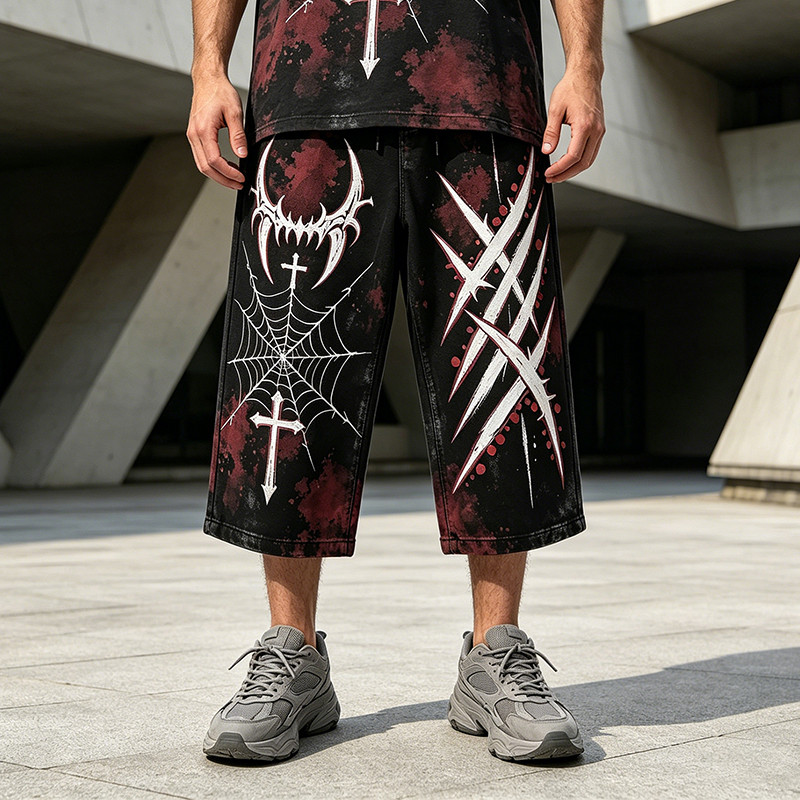 Hand-Painted Wash Spray Dye Vintage Capri Pants