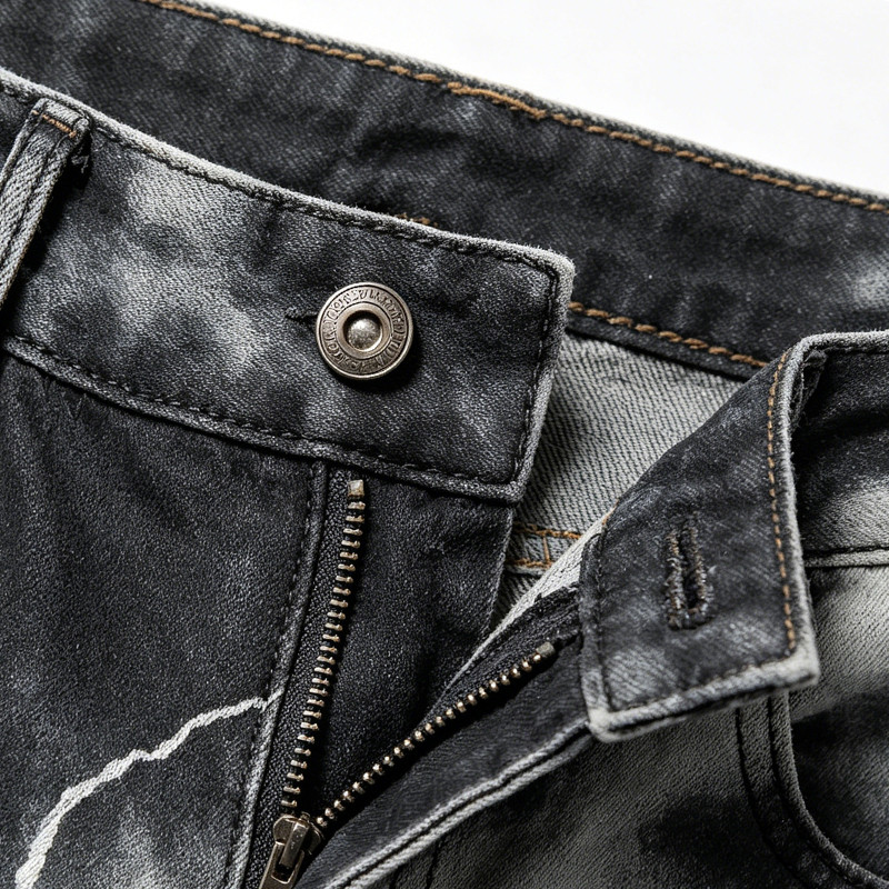 Washed Cross Applique DTG Print with Rivet Pants