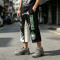 Vintage Washed Patchwork Cropped Pants | Applique Screen Print Belt Streetwear | Custom Streetwear