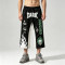 Vintage Washed Patchwork Cropped Pants | Applique Screen Print Belt Streetwear | Custom Streetwear