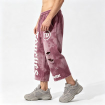 Rhinestone Distressed Ripped Spray Dye Pants | Screen Print Vintage Cropped Pants | Custom Streetwear