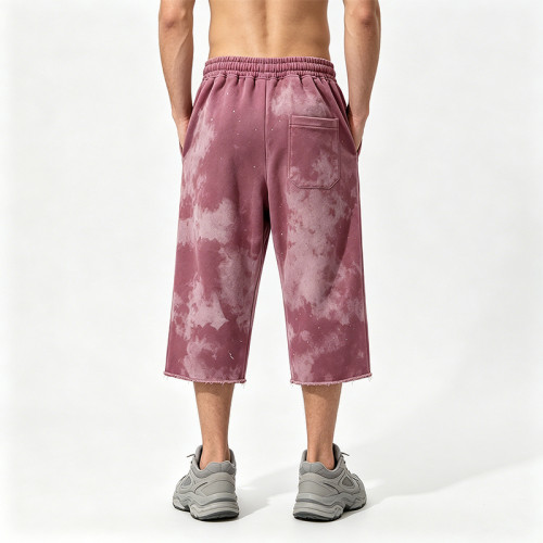Rhinestone Distressed Ripped Spray Dye Pants | Screen Print Vintage Cropped Pants | Custom Streetwear