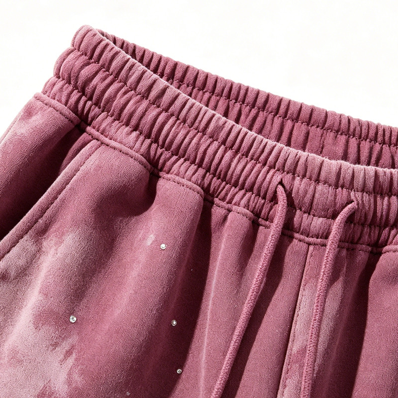 Rhinestone Distressed Ripped Spray Dye Pants