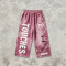 Rhinestone Distressed Ripped Spray Dye Pants | Screen Print Vintage Cropped Pants | Custom Streetwear
