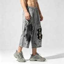 Distressed Ripped Washed Spray Dye DTG Print Pants | Vintage Abrade Cropped Pants | Clothing Manufacturer