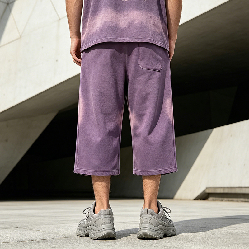 Acid Wash Spray Dye Ripped Rhinestone Embroidery Star Pants