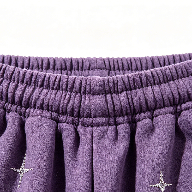 Acid Wash Spray Dye Ripped Rhinestone Embroidery Star Pants