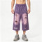 Acid Wash Spray Dye Ripped Rhinestone Embroidery Star Pants | Vintage Cropped Pants | Custom Streetwear