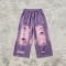 Acid Wash Spray Dye Ripped Rhinestone Embroidery Star Pants | Vintage Cropped Pants | Custom Streetwear