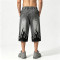 Applique Rhinestone Screen Print Washed Sprayed Dye Pants | Drip Flame Graphic Vintage Cropped pants | Custom Streetwear