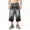 Applique Rhinestone Screen Print Washed Sprayed Dye Pants | Drip Flame Graphic Vintage Cropped pants | Custom Streetwear