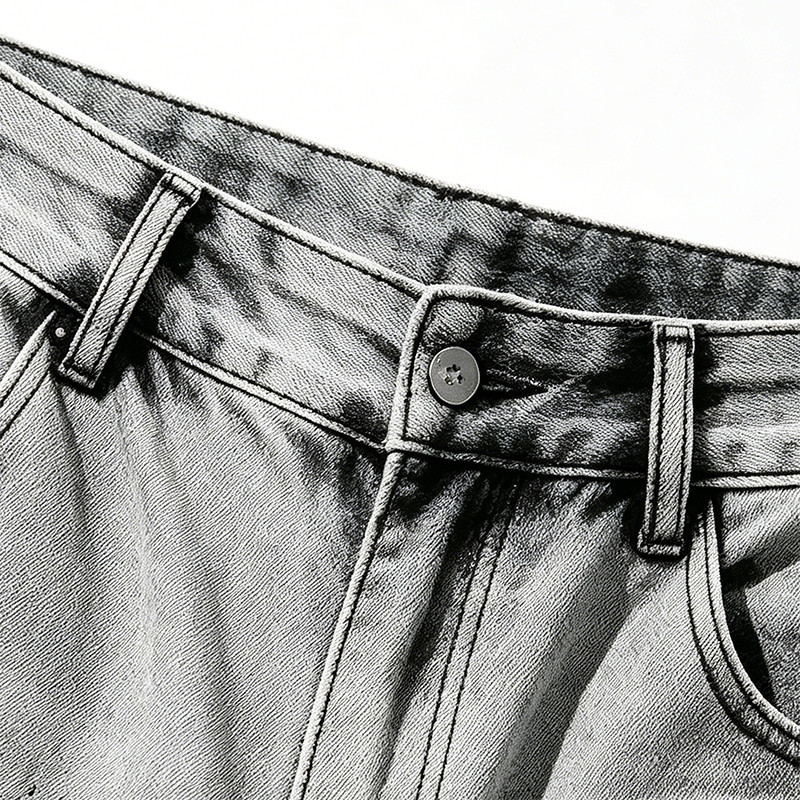 Gothic Embroidery Chain Screen Print Acid Wash Pants