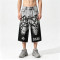 Gothic Embroidery Chain Screen Print Acid Wash Pants | Spray Dye Distressed Ripped Vintage Cropped Jeans | Clothing Manufacturer
