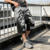 Gothic Embroidery Chain Screen Print Acid Wash Pants | Spray Dye Distressed Ripped Vintage Cropped Jeans | Clothing Manufacturer