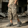 Distressed Ripped Washed Spray Dye DTG Print Applique Pants | Vintage Maple Camo Cargo Capri Pants | OEM Streetwear