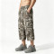 Distressed Ripped Washed Spray Dye DTG Print Applique Pants | Vintage Maple Camo Cargo Capri Pants | OEM Streetwear