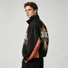 Patchwork Color Block DTG Print Guitar Graphic Jacket | Vintage Sonic Music Streetwear Windbreaker | Clothing Manufacturer