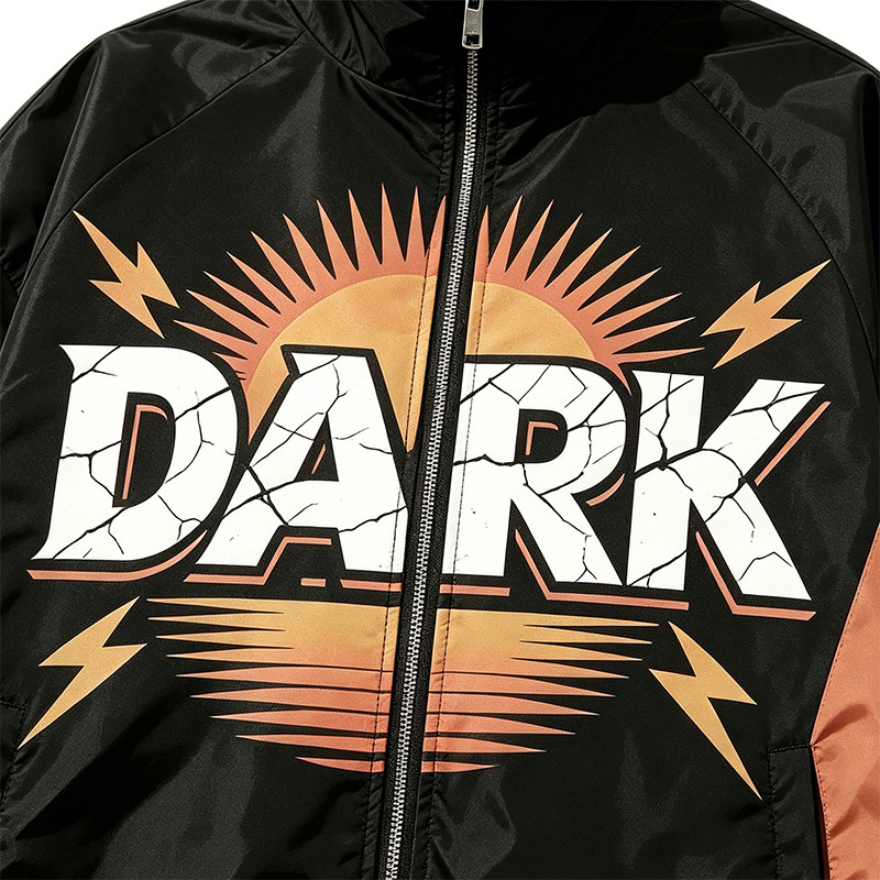 Patchwork Color Block DTG Print Guitar Graphic Jacket