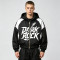 Patchwork Screen Print Hooded Jacket | Dark Rock Guitar Graphic Sonic-Wear | Clothing Manufacturer