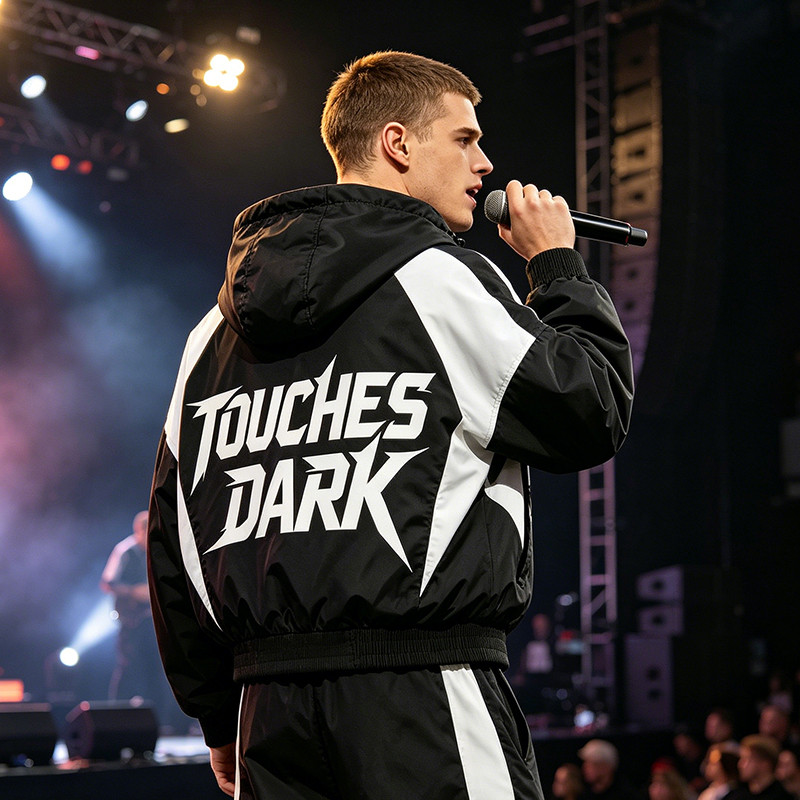 Patchwork Screen Print Hooded Jacket