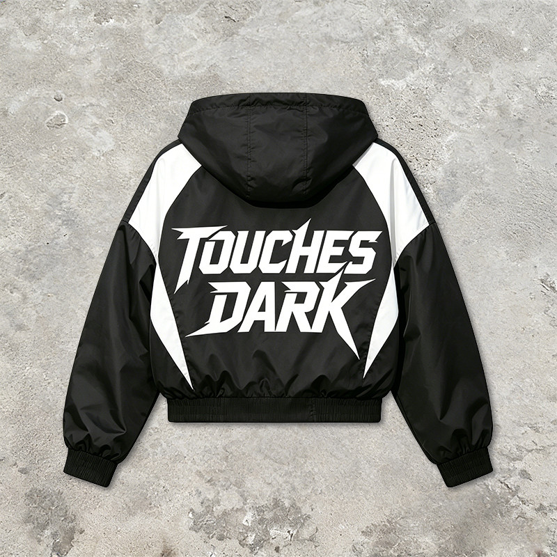 Patchwork Screen Print Hooded Jacket