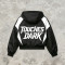 Patchwork Screen Print Hooded Jacket | Dark Rock Guitar Graphic Sonic-Wear | Clothing Manufacturer