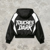 Patchwork Screen Print Hooded Jacket | Dark Rock Guitar Graphic Sonic-Wear | Clothing Manufacturer