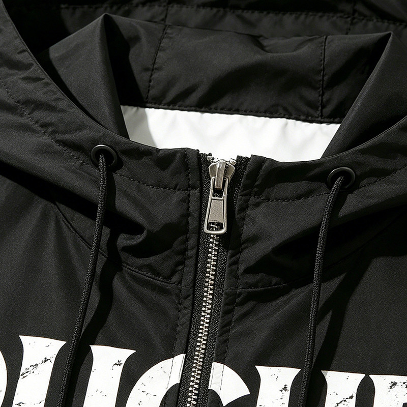 Graphic Music Note Pill DTG Print Patchwork Hooded Jacket