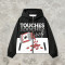 Graphic Music Note Pill DTG Print Patchwork Hooded Jacket | Music Sonic-Wear Color Block Jacket | Custom Streetwear