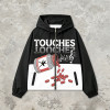 Graphic Music Note Pill DTG Print Patchwork Hooded Jacket | Music Sonic-Wear Color Block Jacket | Custom Streetwear