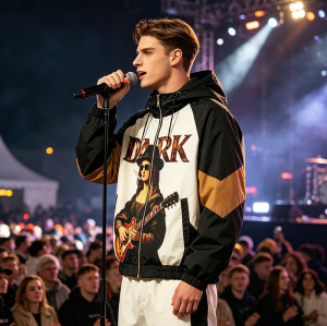 Patchwork Color Block DTG Print Mona Lisa Guitar Hooded Jacket | Sonic-Wear Jacket | Clothing Manufacturer