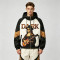Patchwork Color Block DTG Print Mona Lisa Guitar Hooded Jacket | Sonic-Wear Jacket | Clothing Manufacturer