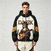Patchwork Color Block DTG Print Mona Lisa Guitar Hooded Jacket | Sonic-Wear Jacket | Clothing Manufacturer