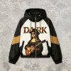 Patchwork Color Block DTG Print Mona Lisa Guitar Hooded Jacket | Sonic-Wear Jacket | Clothing Manufacturer