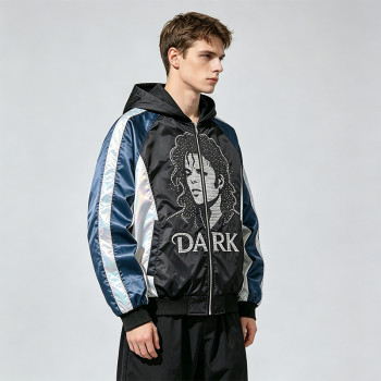 Rhinestone Patchwork Color Block Hooded Jacket | Retro Michael Jackson Sonic-Wear | Custom Streetwear