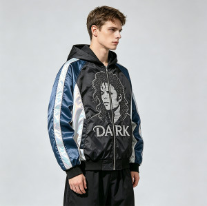 Rhinestone Patchwork Color Block Hooded Jacket | Retro Michael Jackson Sonic-Wear | Custom Streetwear