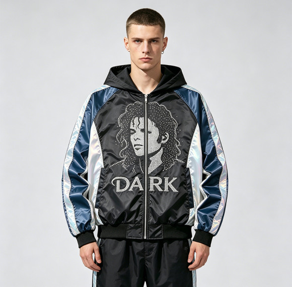 Rhinestone Patchwork Color Block Hooded Jacket | Retro Michael Jackson Sonic-Wear | Custom Streetwear