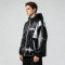 Black Silver Color Block Sonic Note Patchwork Screen Print Hooded Jacket | Sonic-wear Windbreaker | Custom Streetwear