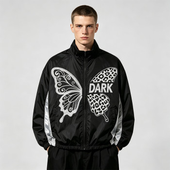 Butterfly Rhinestone Zip Up Patchwork Jacket | Sonic-Wear Streetwear Windbreaker | Custom Streetwear