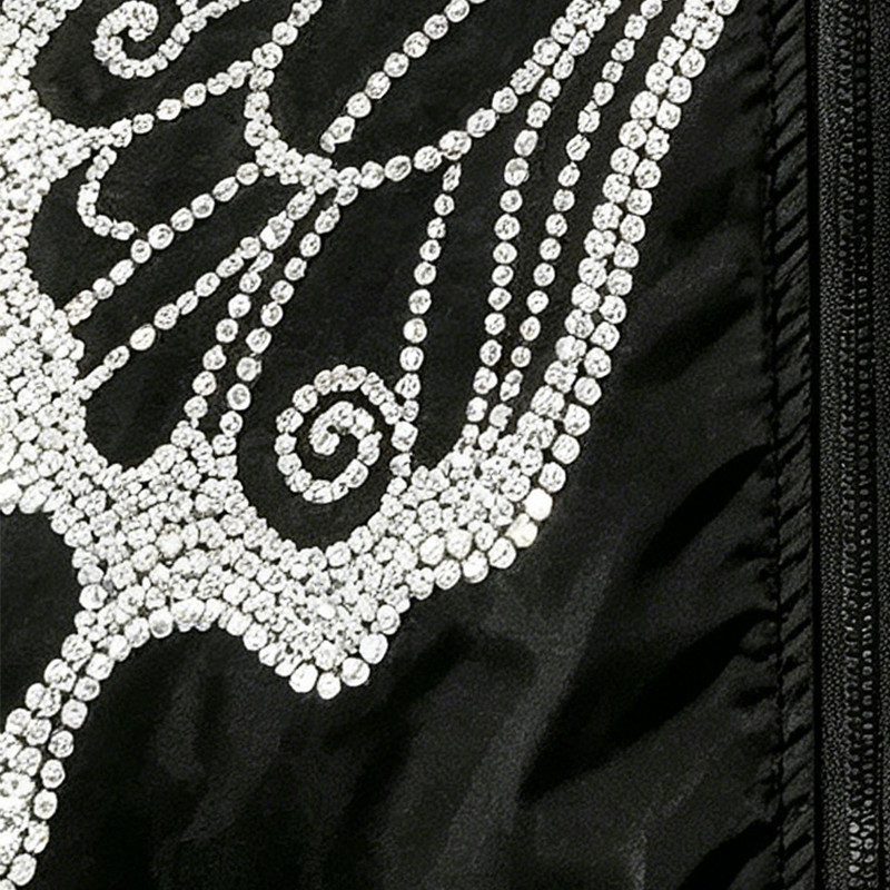Butterfly Rhinestone Zip Up Patchwork Jacket