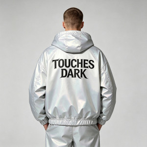 DTG Screen Print Holographic Vinyl Record Music Hooded Jacket |Sonic-Wear Streetwear | Custom Streetwear