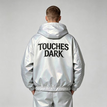 DTG Screen Print Holographic Vinyl Record Music Hooded Jacket |Sonic-Wear Streetwear | Custom Streetwear