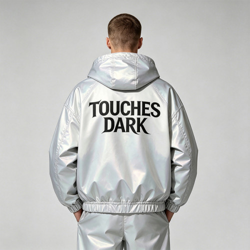 DTG Screen Print Holographic Vinyl Record Music Hooded Jacket |Sonic-Wear Streetwear | Custom Streetwear