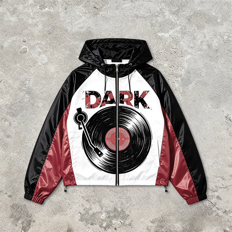 Patchwork Color Block DTG Print Vinyl Record Graphic Jacket