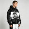 Screen Print DJ Graphic Patchwork Hooded Jacket | Black White Sonic-Wear Streetwear | OEM Streetwear