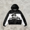 Screen Print DJ Graphic Patchwork Hooded Jacket | Black White Sonic-Wear Streetwear | OEM Streetwear