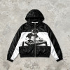Screen Print DJ Graphic Patchwork Hooded Jacket | Black White Sonic-Wear Streetwear | OEM Streetwear