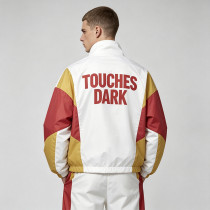 Patchwork DTG and Screen Print Female DJ Stand Collar Jacket | Retro Sonic-Wear Jacket | Streetwear Clothing Manufacturer