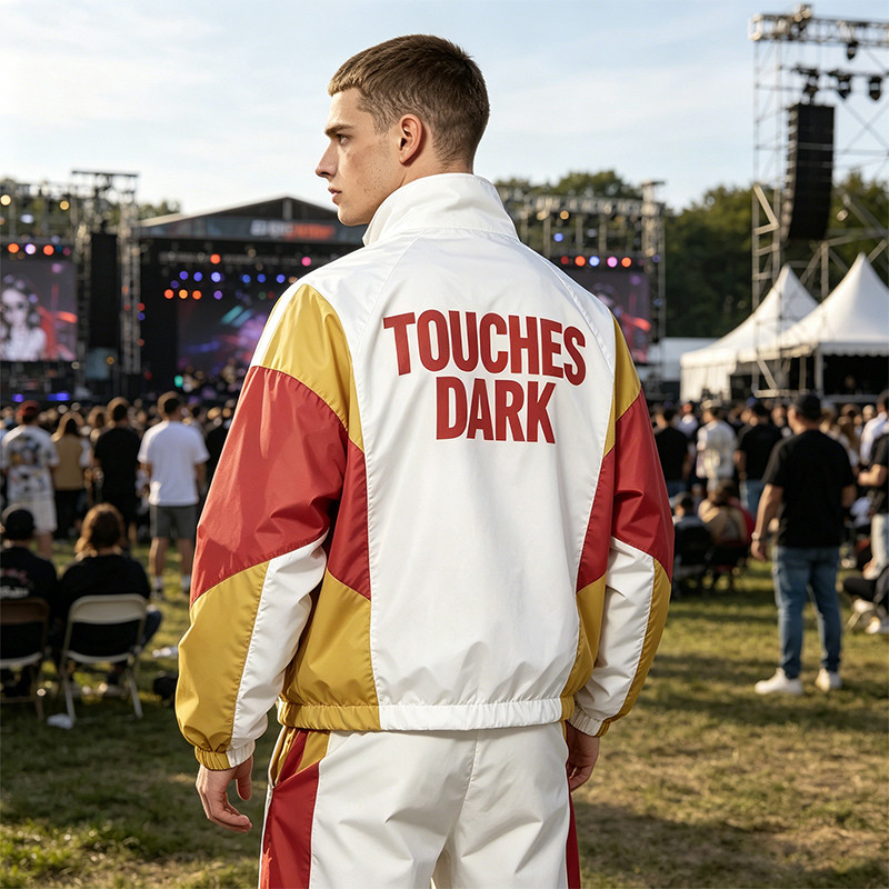 Patchwork DTG and Screen Print Female DJ Stand Collar Jacket